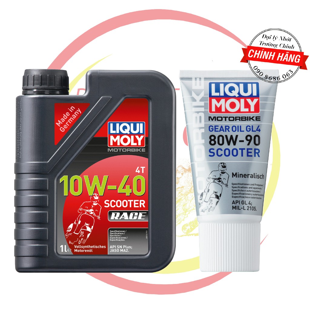 Combo nhớt Liqui Moly Scooter Race 10W40 +Hộp số liqui 150ML