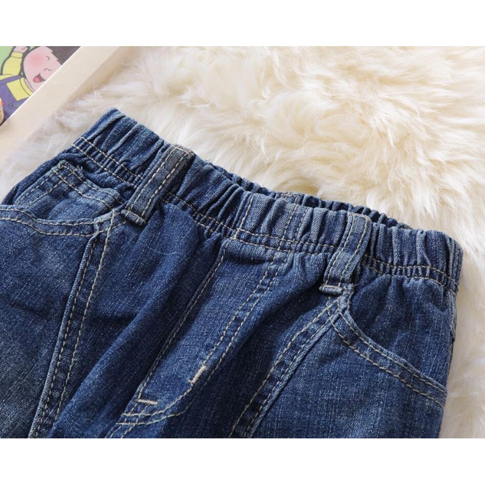 Quần Jeans Rách Lưng Thun Phong Cách Hàn Quốc 2021 Cho Bé 2-7 Tuổi