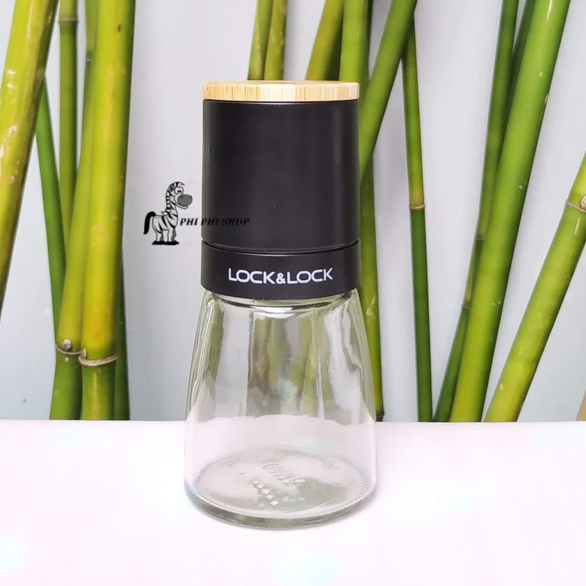 Hủ xay tiêu thủy tinh LOCK&LOCK lưỡi sứ , nắp gỗ sồi CKO115