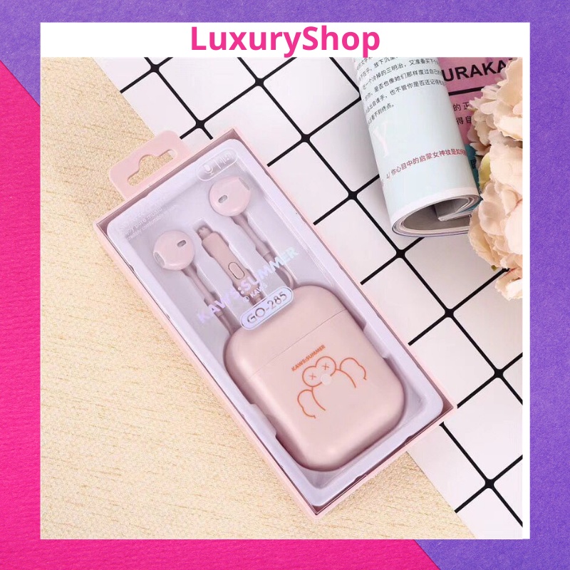 Tai nghe có dây nhét tai có mic dễ thương jack Cắm 3.5mm cho các dòng máy samsung IP6/6s,android-TNCDKUTE