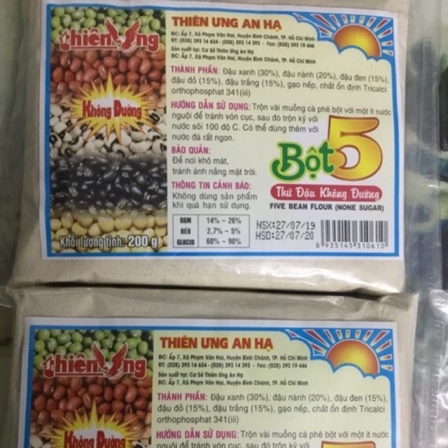 Bột 5 thứ đậu không đường 200g Thiên Ưng