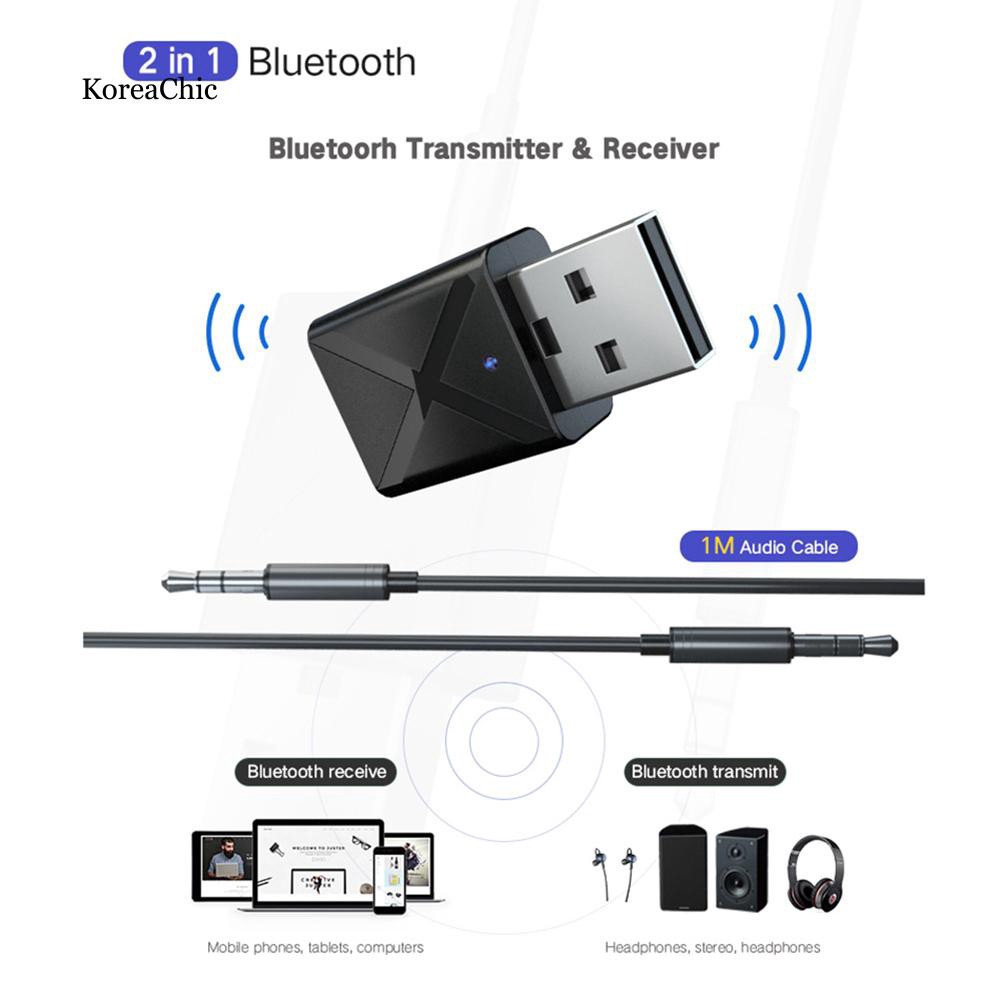 Bộ chuyển đổi âm thanh krcc _ 2 trong 1 USB Bluetooth 5.0 chuyên dụng cho TV / Máy tính bàn/ Xe hơi