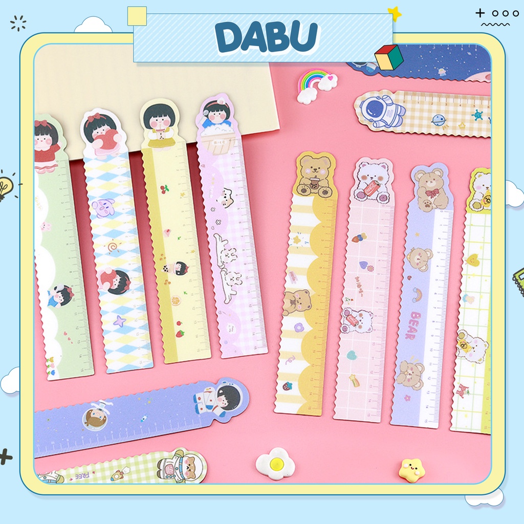 Thước kẻ dẻo hàn quốc học sinh DABU hình dễ thương 15cm hình gấu dễ thương cô bé cute