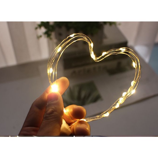 Đèn led đom đóm trang trí 1m màu trắng vàng 3 chế độ nháy