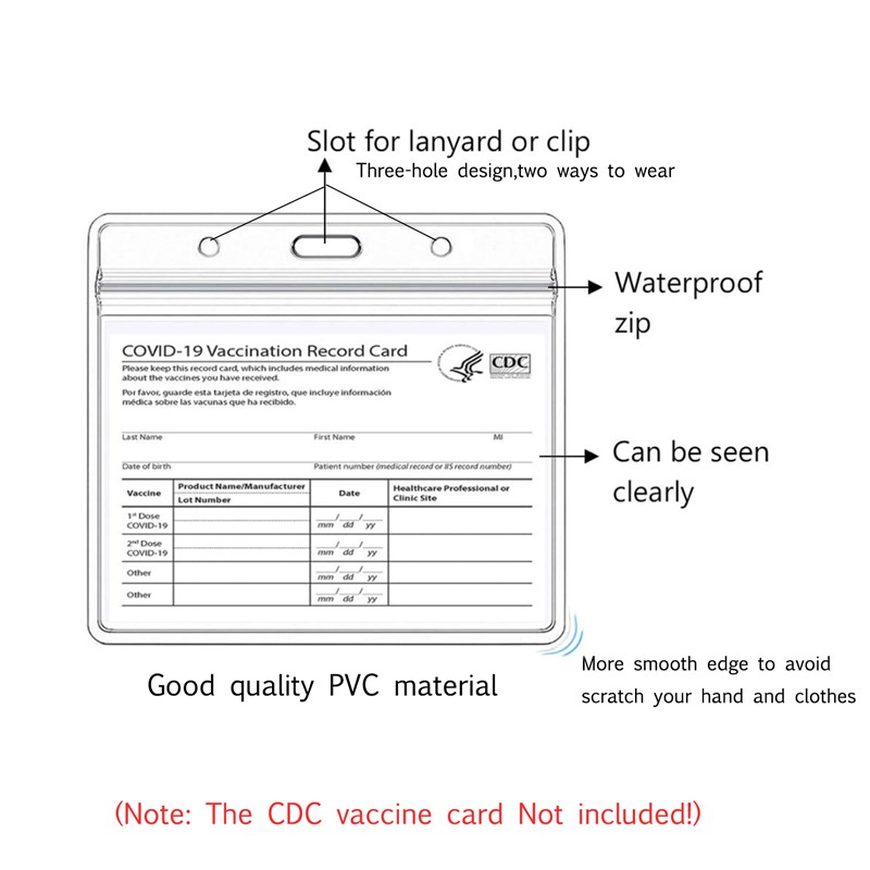 Bộ bảo vệ thẻ PVC Kích thước lớn hơn 4,3 "x3,5" cho thẻ ID Người giữ huy hiệu bản ghi không thấm nước Bao tay Vinyl mềm trong suốt với Zip có thể mở rộng với dây buộc ly khai
