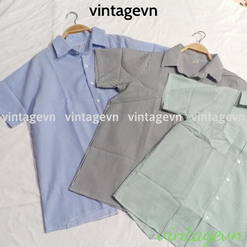 {vintagevn} áo sơ mi sọc kẻ xẻ sau, áo babydoll sọc kẻ xẻ sau có [video+ ảnh thật] A360 | BigBuy360 - bigbuy360.vn