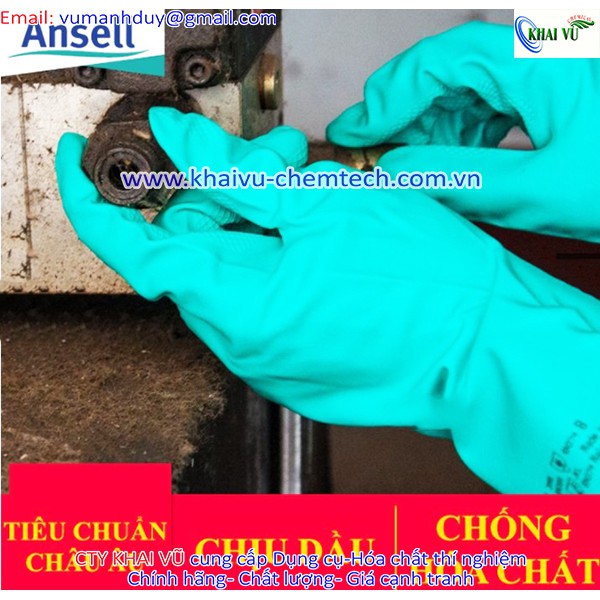 Găng tay chống hóa chất Ansell 37-176 cấu tạo nitrile - chống hóa chất - axit - dầu nhớt - thấm hút mồ hôi tốt