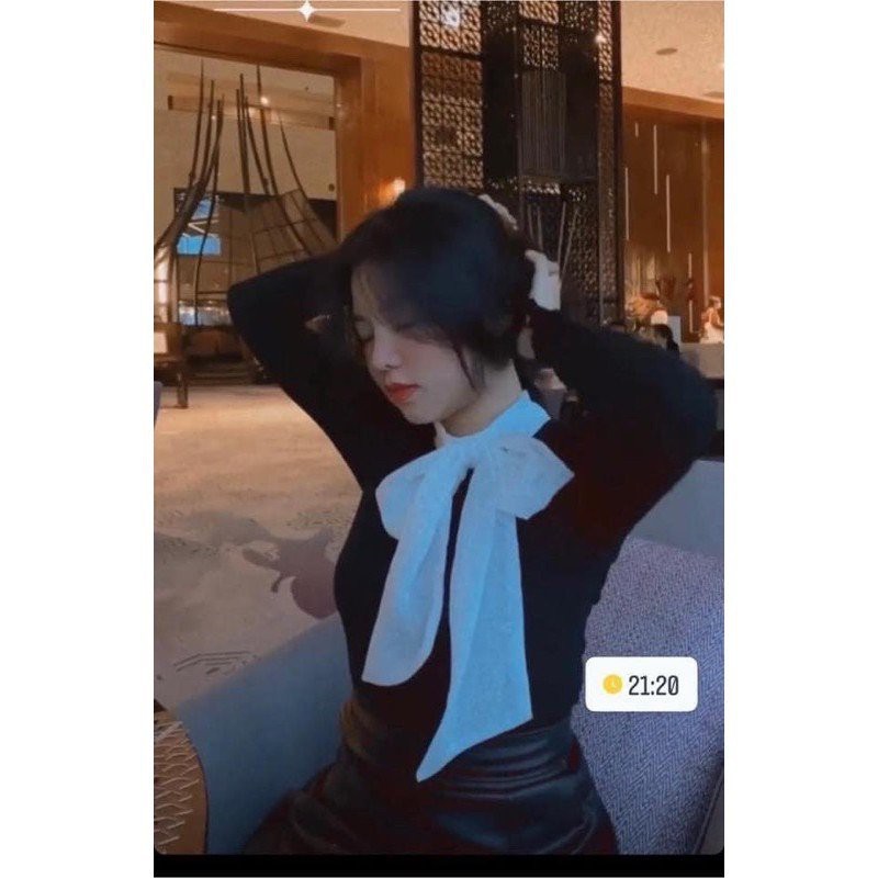 [Mã FAMARAL1 giảm 10K đơn 50K] Áo Thun Tăm Đính Cổ Nơ Tiểu Thư Xinh Xắn Mix Trơn, Áo Vest, Blazer Sang Chảnh A2H02