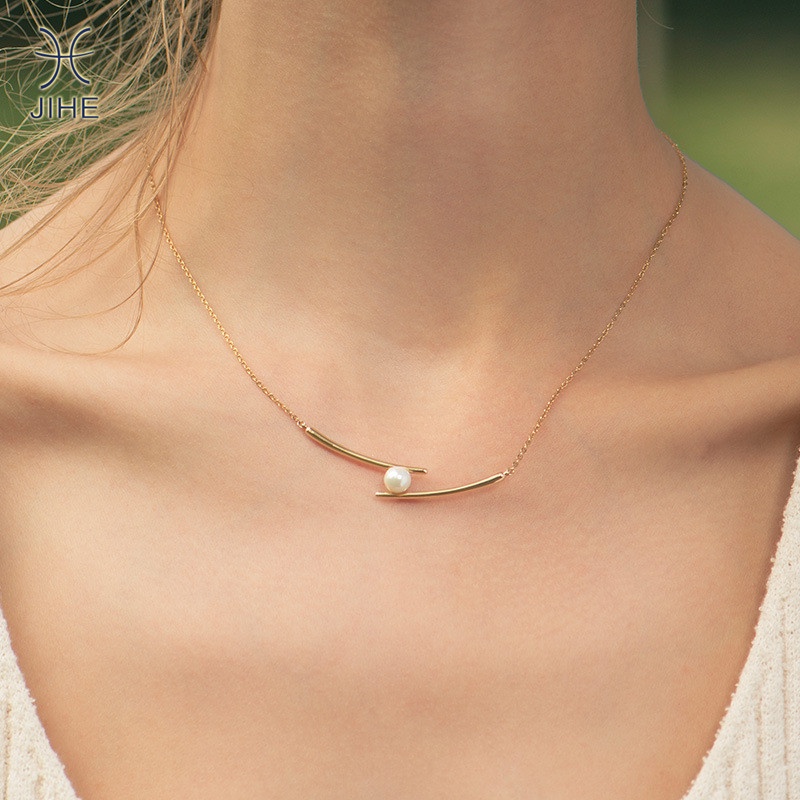 【JIHE】Choker Vòng cổ ngọc trai phong cách Hàn Quốc đơn giản hợp thời trang