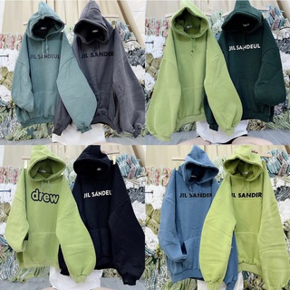Áo hoddie nỉ lót lông mũ to oversize siêu rộng chữ JIL
