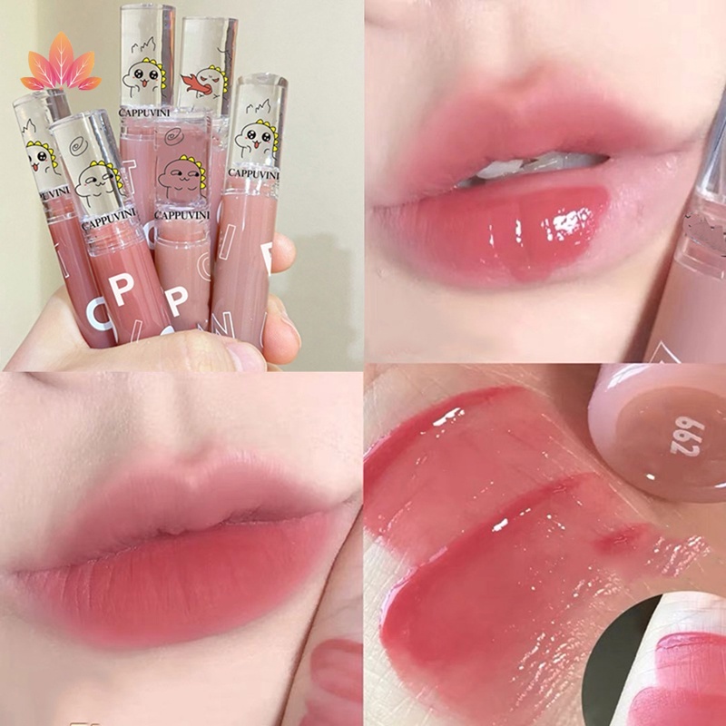 Son Môi CAPPUVINI Dạng Lỏng Mềm Mịn Nhẹ Chống Thấm Nước Hình Khủng Long Hoạt Hình Dễ Thương JP5