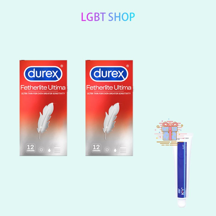 [Sỉ durex]Combo 2 hộp Bao cao su Durex Fertherlite TẶNG 1 Gel KY 50g