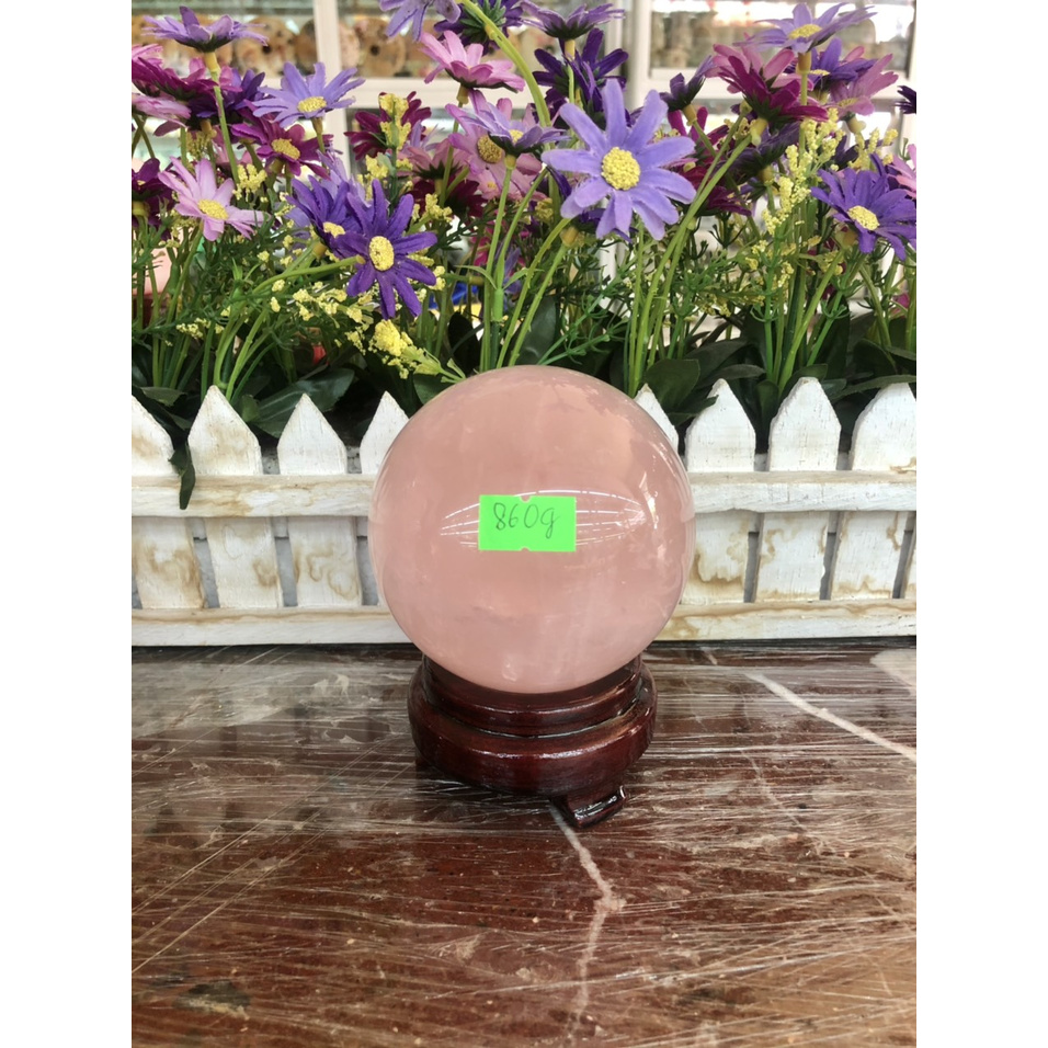 Quả cầu phong thủy đá TA hồng - Đường kính 8,6cm và 8,8cm