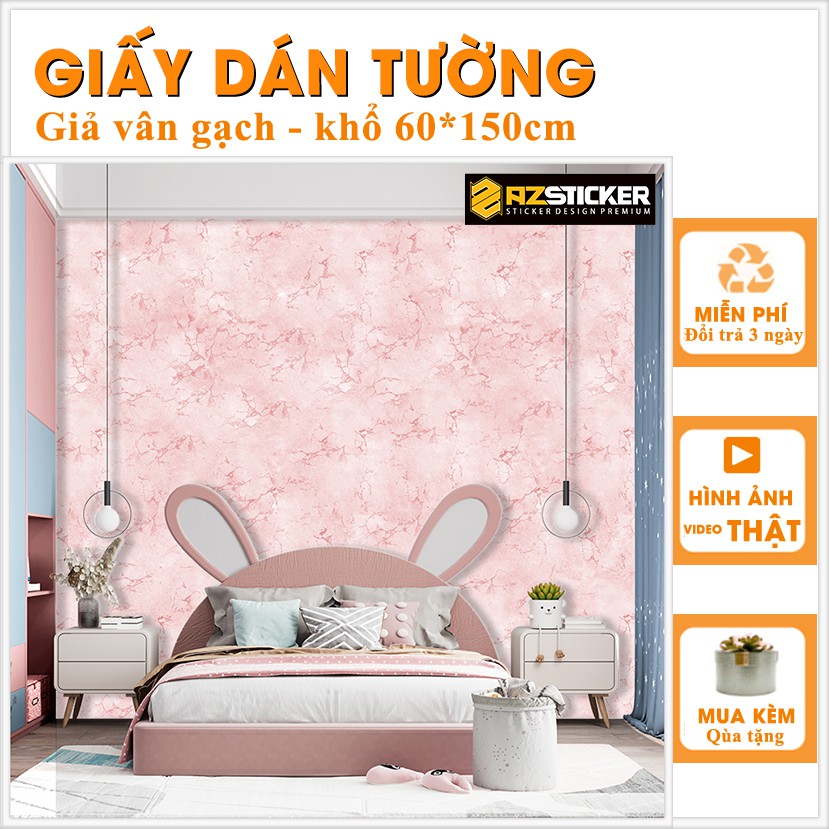 Decal Dán Tường Giả Vân Đá Hồng (v10) Kích Thước 60*150Cm| Giấy Dán Tường Cao Cấp Giá Rẻ Chất Liệu Chống Nước Dễ Dàng Sử