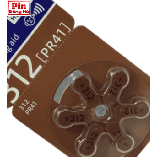 Pin trợ thính 312 Maxell PR41 1 vỉ 6 viên. Pin trợ thính 41 dùng cho thiết bị máy hỗ trợ nghe, thiết bị y tế,....