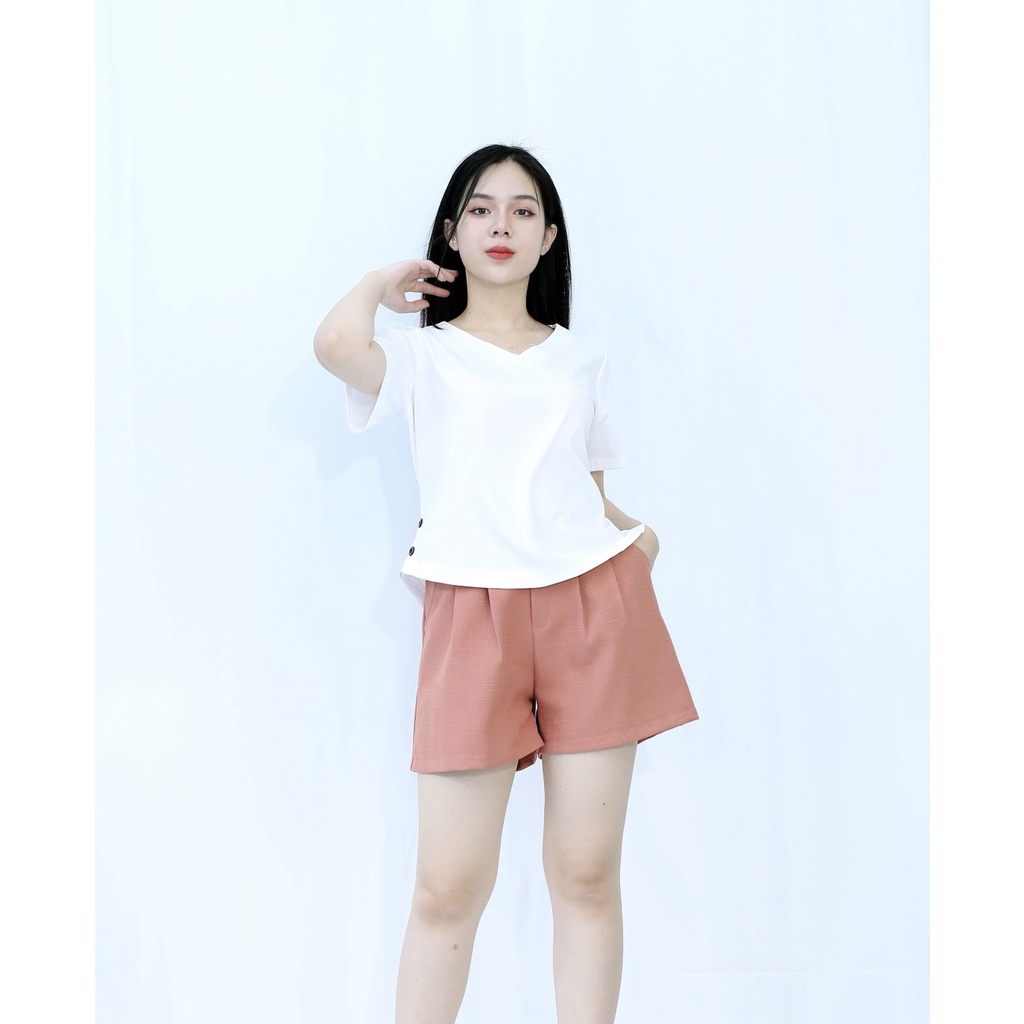 Quần vải MANGBộ đồ Quần Đùi Áo Kiểu O Áo vải LỤA cao cấp (Quần cam đất áo trắng và đen) - ĐẲNG CẤP QUÝ PHÁI