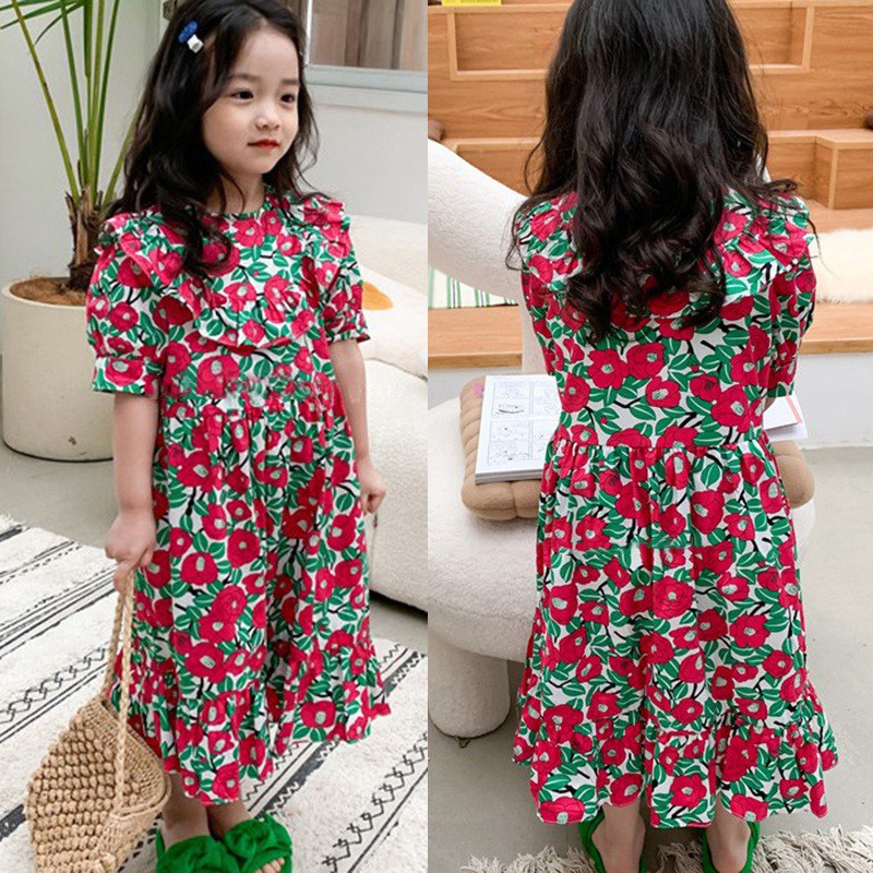 Đầm Hoa Phong Cách Hàn Quốc Cho Bé Gái