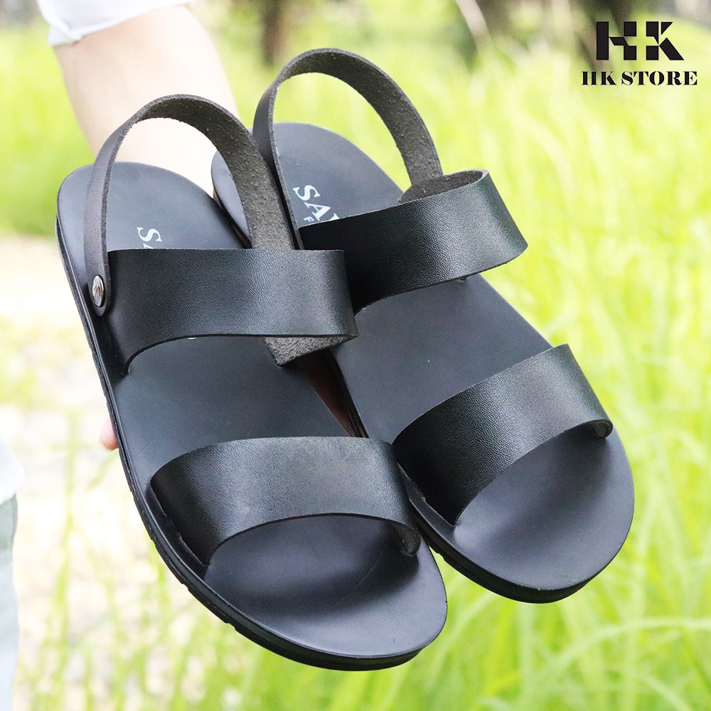 Dép sandal nam 2 quai  HK STORE  hàng chính hãng da bò nguyên miếng cực đẹp - có bảo hành đầy đủ, phù hợp mọi lứa tu