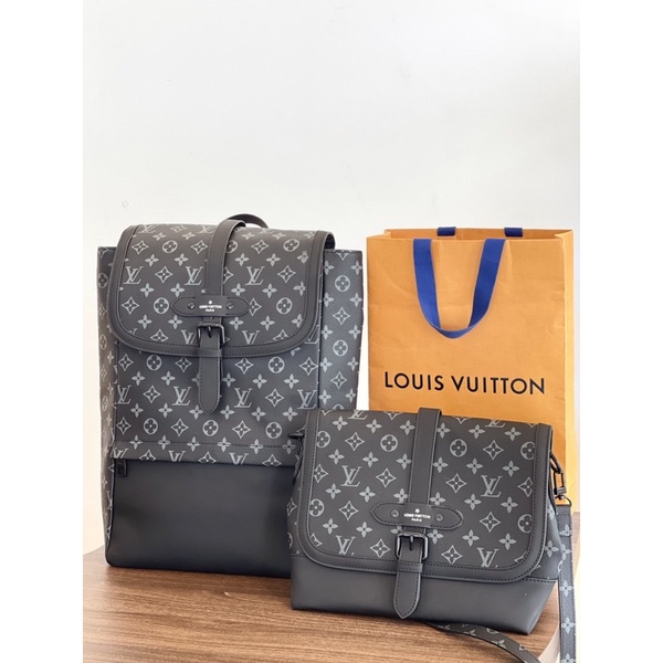 Set balo LV Saumur 35x40cm da đanh dày bill dustbag đi học đi chơi đi làm