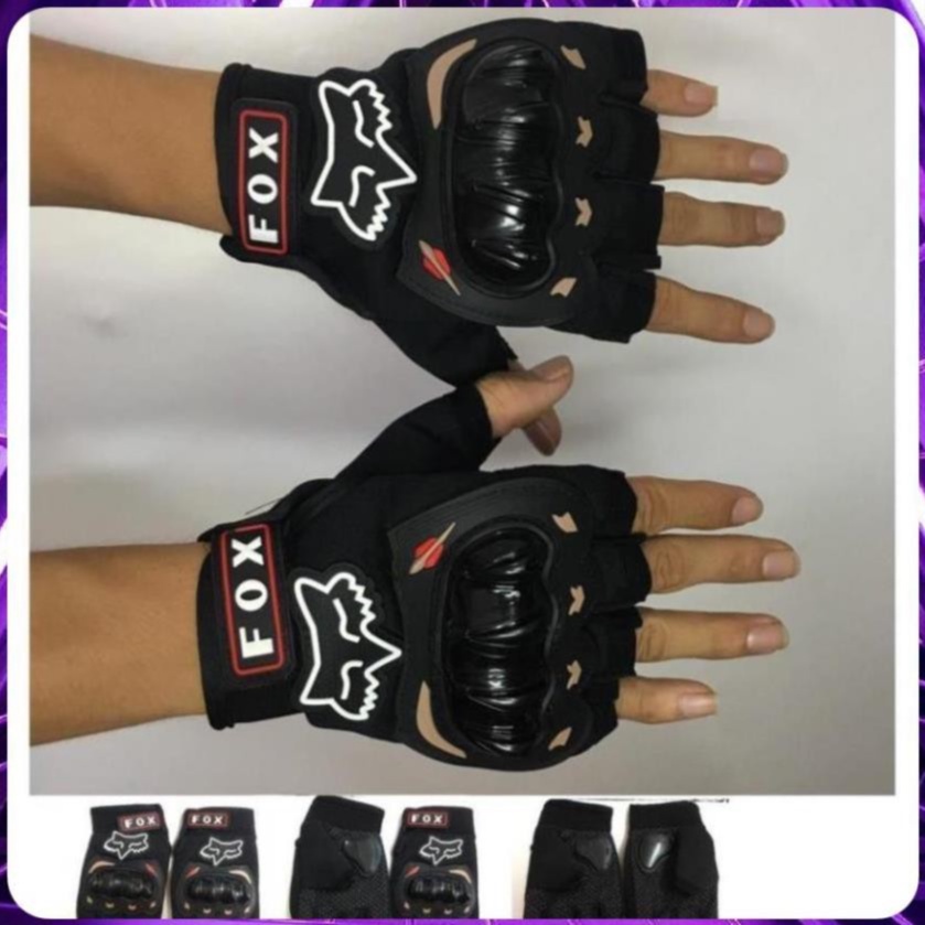 Găng Tay Xe Máy, Bao Tay Đi Phượt Kawasaki - Monter - Probike - Fox Hở Ngón Có Gù Bảo Vệ Chuyên Moto Thể Thao
