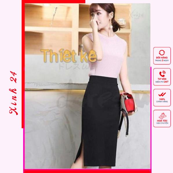 Chân Váy Bút Chì Công Sở Vải Kaki Thun Cao Cấp From dài qua gối chuẩn đẹp | BigBuy360 - bigbuy360.vn
