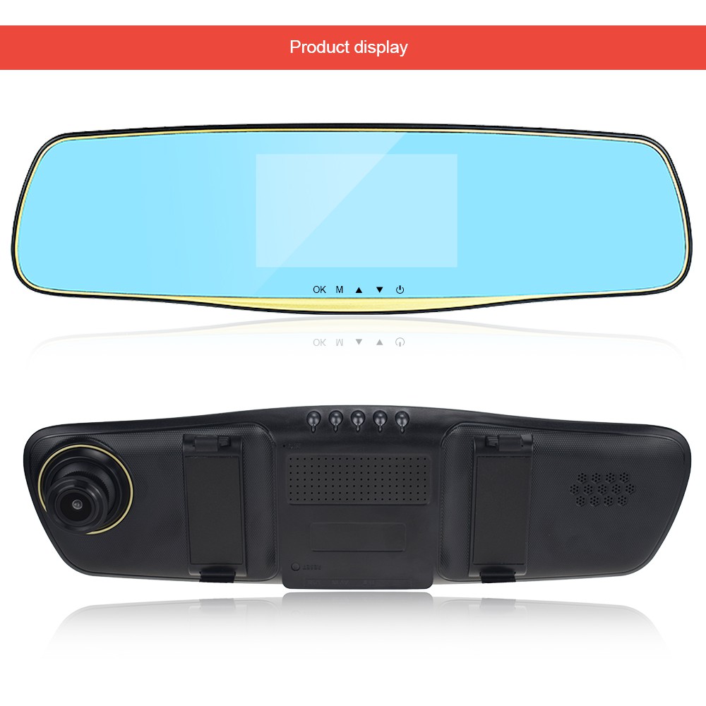 4.3 &quot;Màn Hình cảm ứng ống kính kép Full HD 1080 P xe ô tô camera gương chiếu hậu auto dvr xe ô tô registrator dash cam