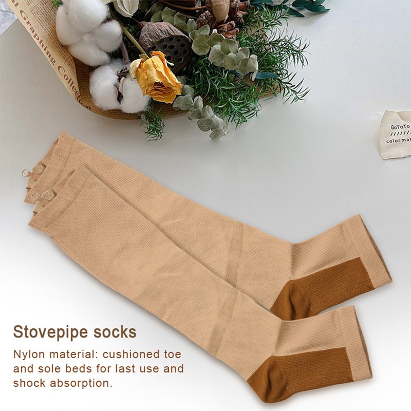 [Hàng mới về] Vớ nén hỗ trợ chống giãn tĩnh mạch có khóa kéo ghép nối màu sắc size L/XL