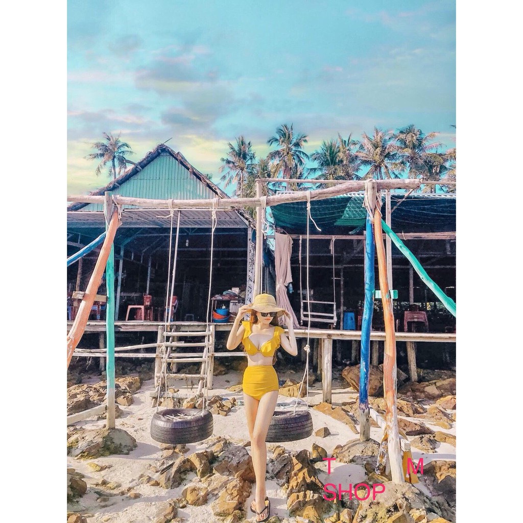 Biniki, Bộ Đồ Bơi Hai Mãnh Cạp Cao Cánh Tiên Đẹp Secxy Ozeri MS232