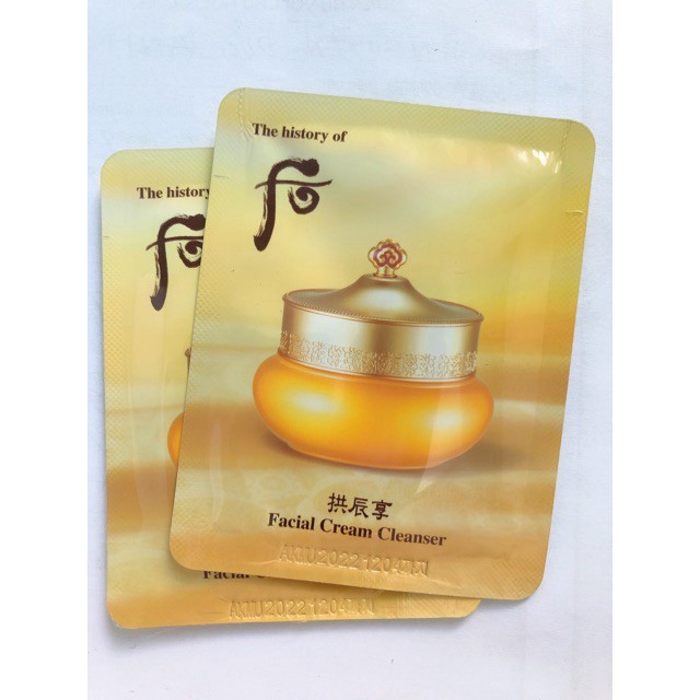 [2ml] Sample Gói kem tẩy trang hoàng cung whoo giúp làm sạch lớp kem chống nắng và bụi bẩn trên da - Whoo Cream Cleanser