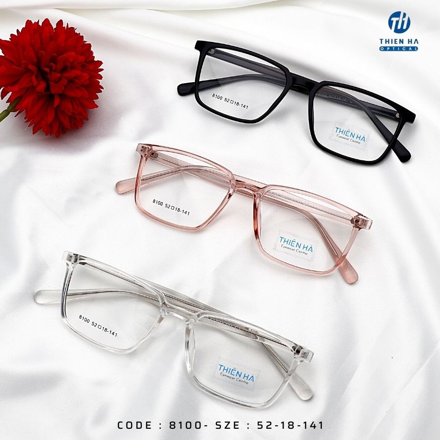 Gọng kính cận vuông THIÊN HÀ OPTICAL chất liệu nhựa nhẹ,trẻ trung dễ đeo unisex nhiều màu TH8100