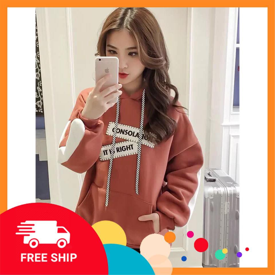 Áo Khoác Nữ Áo Hoodie Nỉ Ngoại Consolation Có Mũ Nữ Form Rộng 3 Size