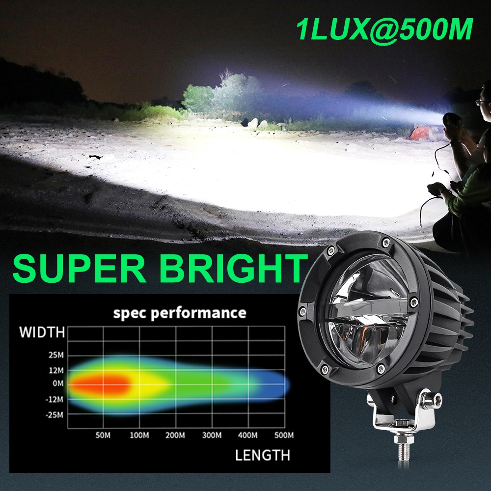 UNI-SHINE Đèn pha LED 4 inch 100W Siêu sáng Kết hợp Hi / Lo 6000K 3000K Đèn pha xe máy Đèn sương mù Xe tải Đường bộ SUV Thuyền ATV Lũ lụt Màu vàng trắng