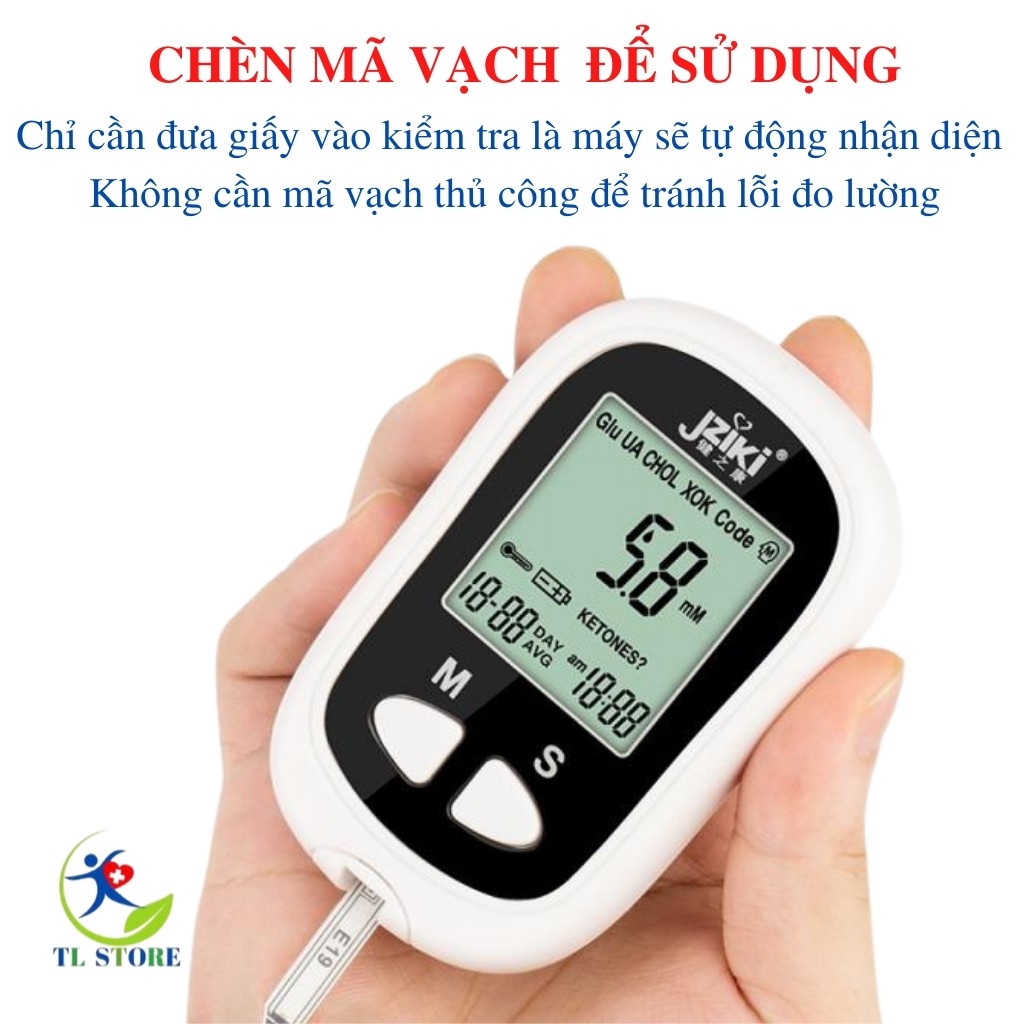 Máy đo đường huyết nhập khẩu chính hãng Jziki kèm 50 que thử và 50 kim