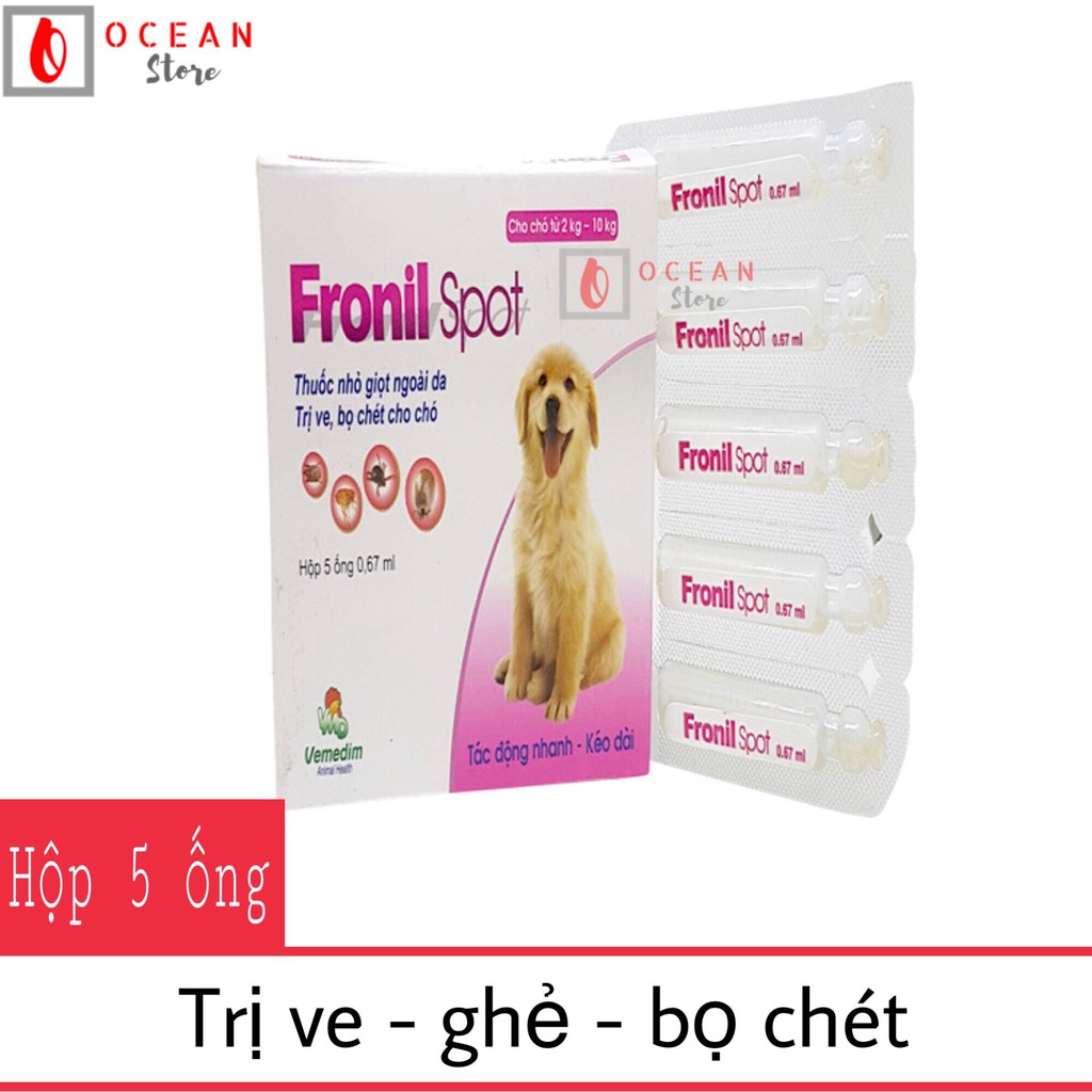 [Mã 155FMCGSALE giảm 7% - tối đa 100K đơn 500K] Thuốc nhỏ sống lưng trị ve ghẻ, bọ chét chó mèo - Fronil spot 0.67ml