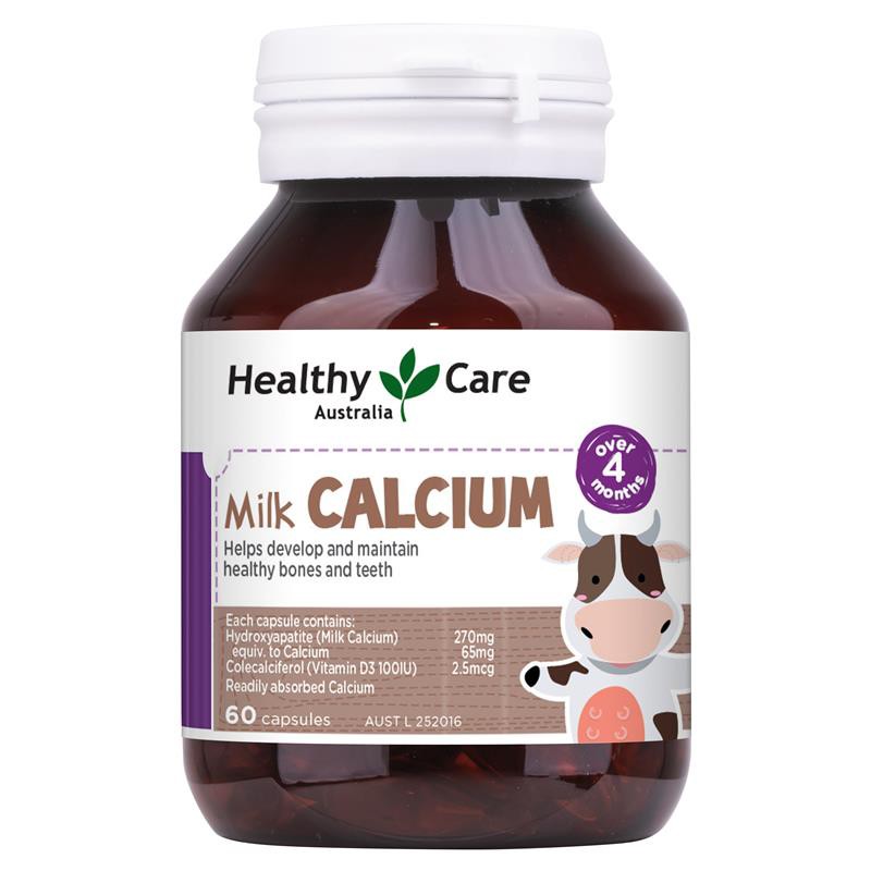 Viên uống canxi sữa milk calcium H.E.A dành cho bé từ 4 tháng tuổi ( 60 viên ) Tặng 01 chip đồ chơi ngẫu nhiên