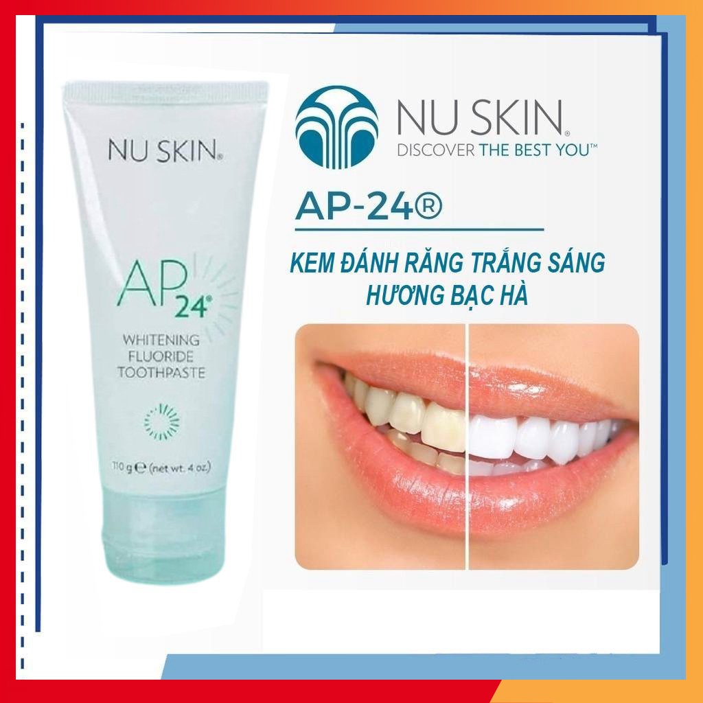 Kem đánh răng trắng sáng AP24 Nuskin Whiteing Flouride Toothpaste trắng sáng, hết hôi miệng, ngừa sâu răng