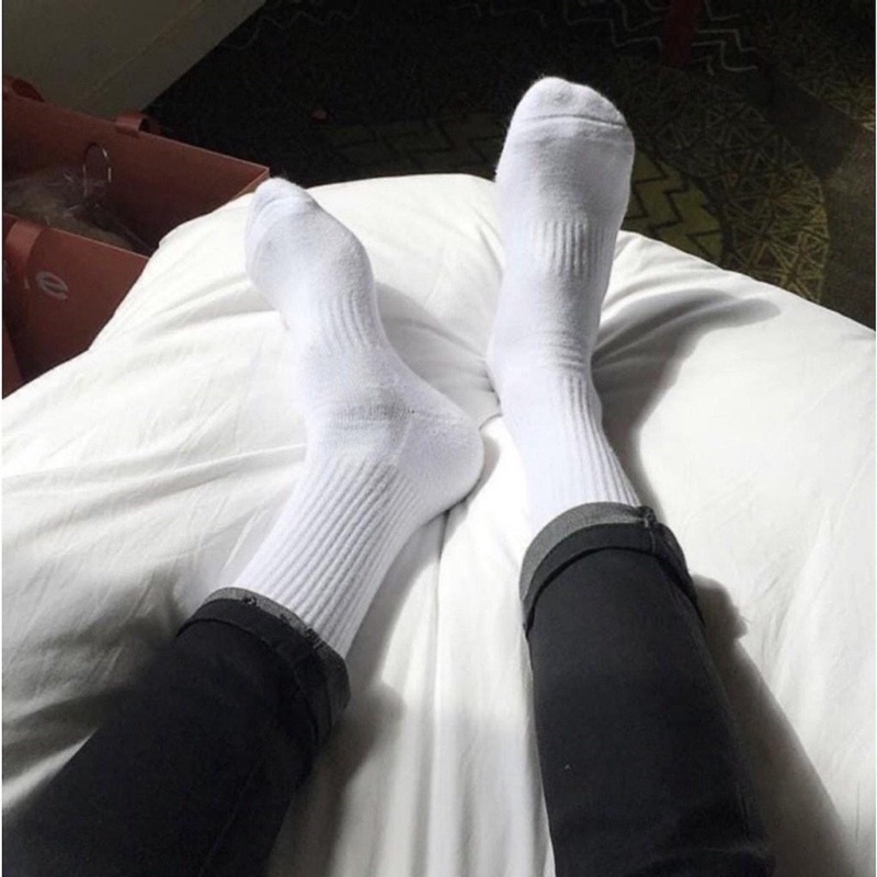 Combo 10 tất nam nữ trắng đen cô cao , vớ nam nữ 100% cotton kháng khuẩn dài baggy
