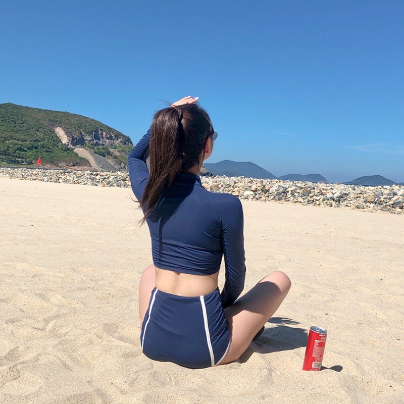 Bikini Đi Biển Dài Tay Đồ Bơi Nữ 2021 Chống Nắng Quảng Châu Chất Đẹp Xanh Dương DTXD 368 | BigBuy360 - bigbuy360.vn