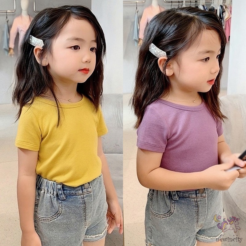 Áo Thun Cotton Tay Ngắn Hở Lưng Thắt Nơ Dễ Thương Phong Cách Hàn Quốc Thời Trang Mùa Hè Cho Bé Gái