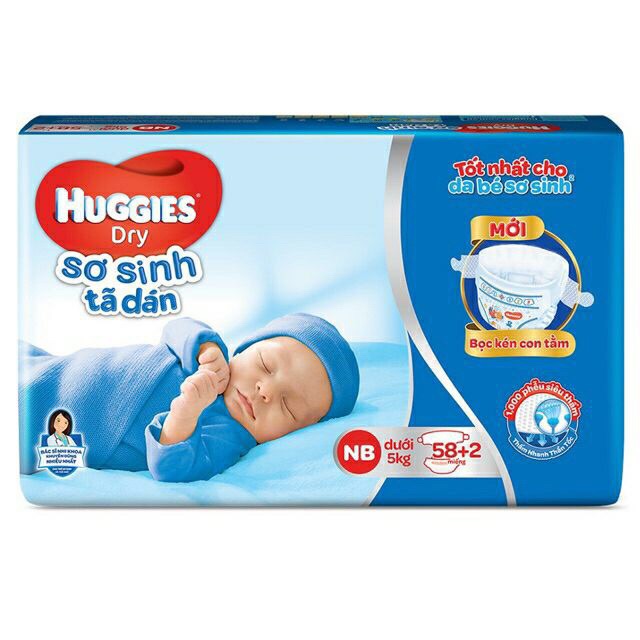 (Có quà tặng)Tã dán sơ sinh newborn 58+2/S56 miếng