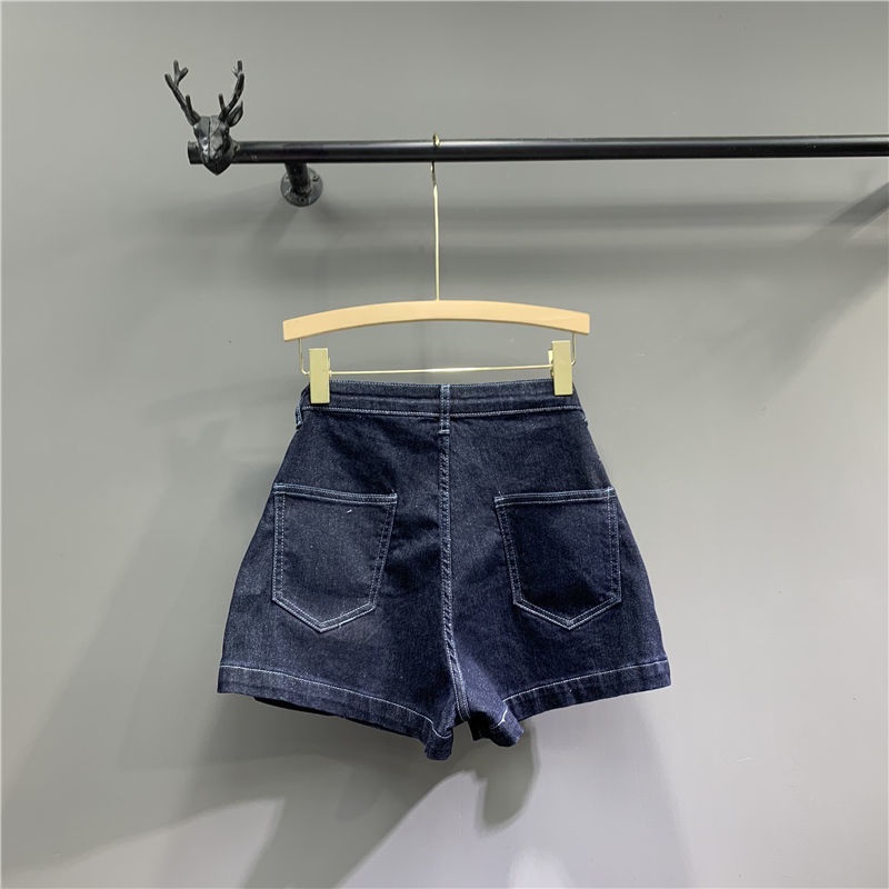 Jiashucheng Quần Short Denim Lưng Cao Ống Rộng Thời Trang Mùa Hè Hàn Quốc Cho Nữ