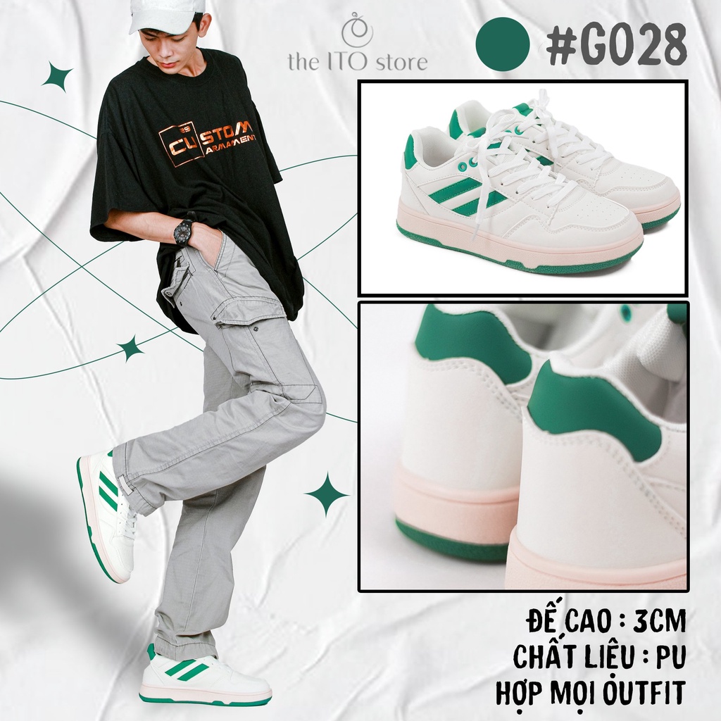 Giày thể thao sneakers nam 2 sọc rêu thời trang phong cách thanh lịch năng động