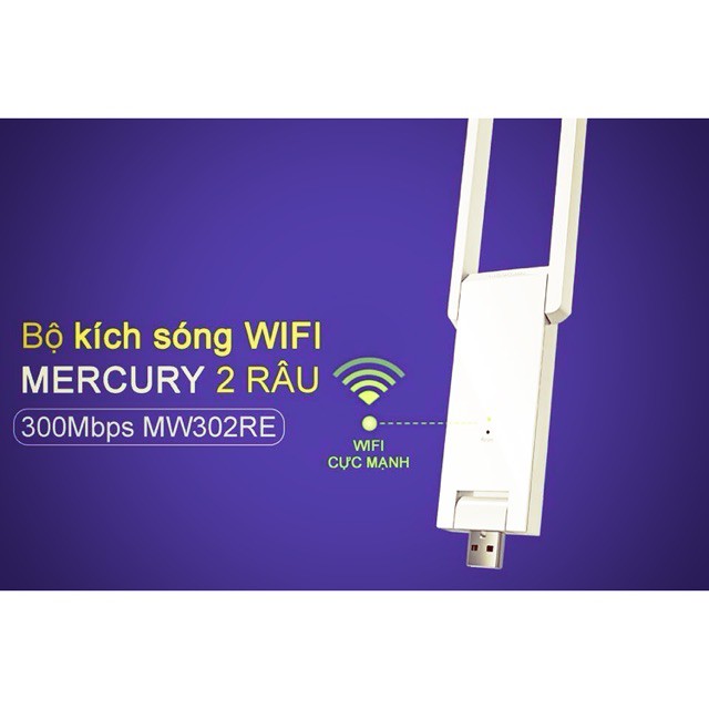 Kích wifi 2 râu mercury ăngten 300Mbps | BigBuy360 - bigbuy360.vn