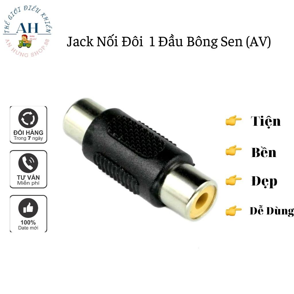 Jack Nối Đơn 2 Đầu Dây RCA 2 Đầu Bông Sen (AV) Với Nhau Thành 1 Sợi Dài Chặt Chẽ,Không Chập Chờn.(Jack Đơn)