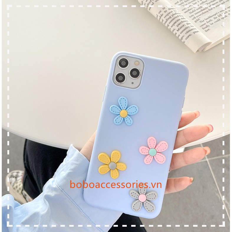 Ốp lưng TPU dẻo hình hoa 3D dễ thương cho iPhone XR X XS Max 5 5S SE 12 Mini 11 12 Pro Max