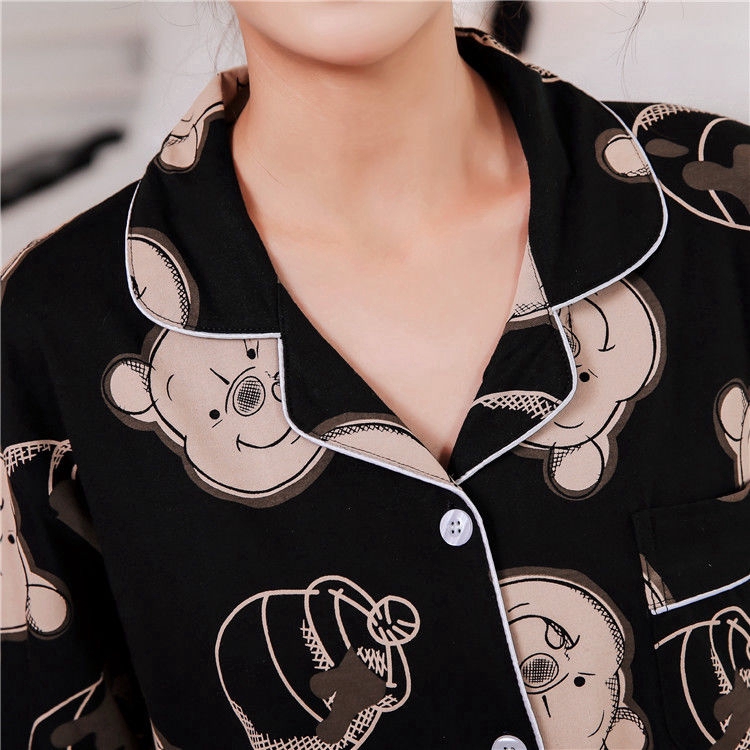 Bộ Đồ Ngủ Tay Dài Họa Tiết Gấu Dễ Thương