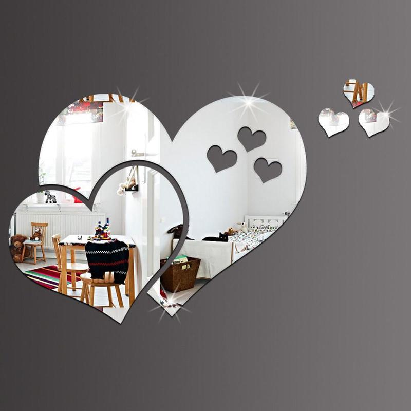 1 Bộ decal dán tường Hình Trái Tim 3d Dùng Trang Trí Phòng Khách, Phòng Ngủ