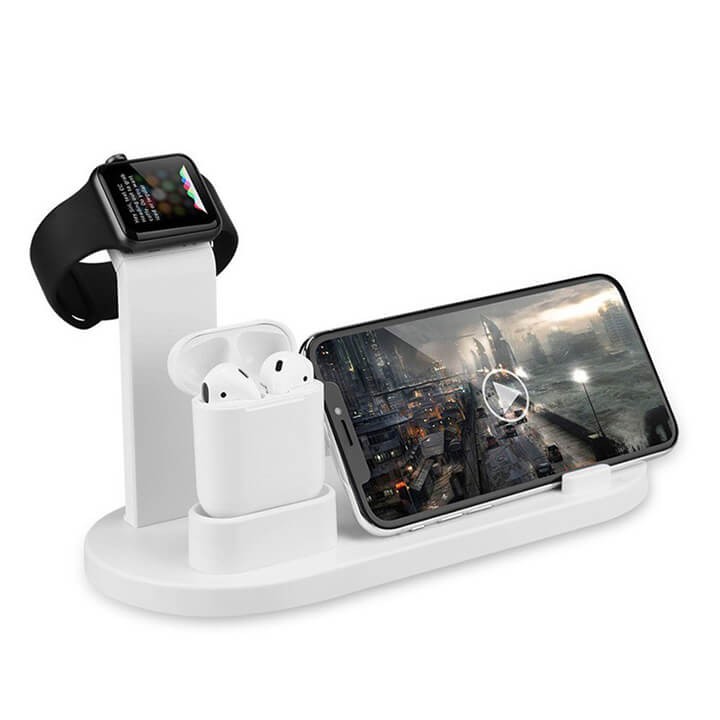 Đế sạc không dây sạc nhanh 4 in 1 cho Apple Watch Iphone Airpods Samsung Oppo Các Dòng Điện Thoại Hỗ Trợ Sạc Không Dây