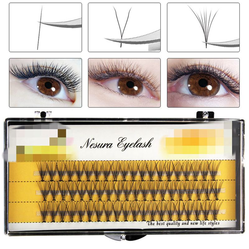 [Hàng mới về] Bộ 60 cụm lông mi giả trang trí 0.1mm cong tự nhiên cho nữ