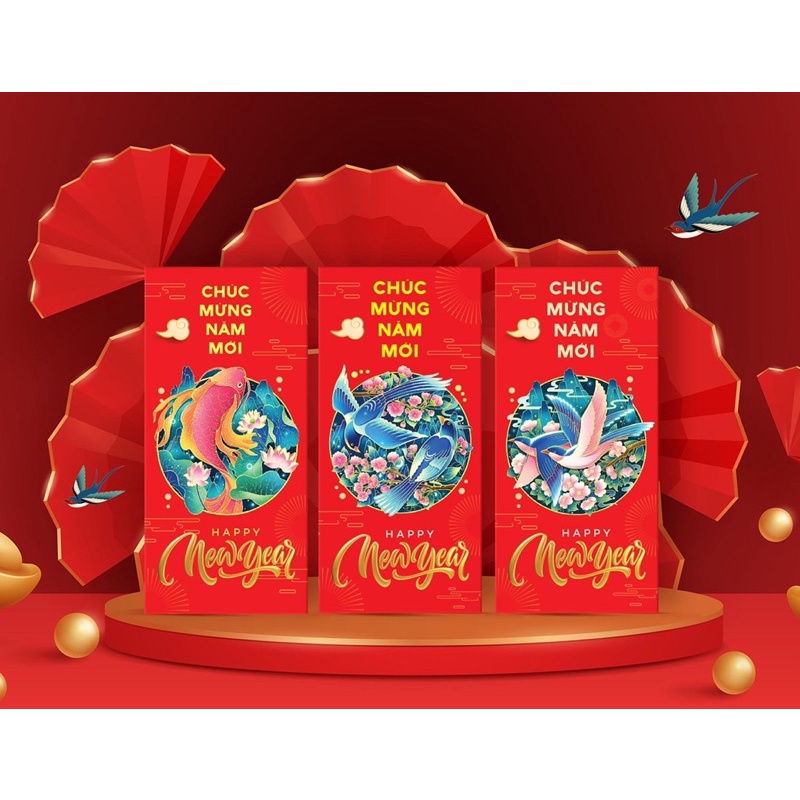 100 bao lì xì 2024 giấy C150 bóng, bao lì xì tết, mực in sắc nét, chuẩn loại 1